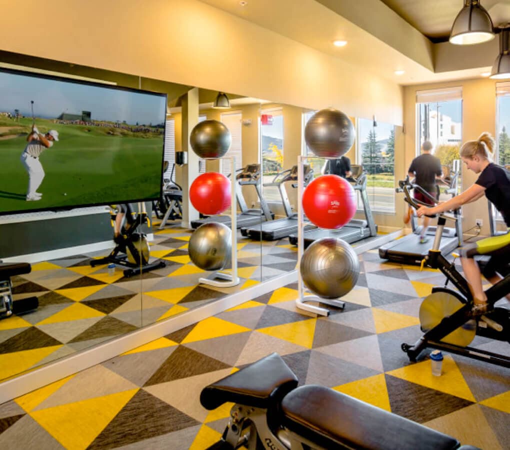 Fitness area in student apartments at Stadium View Bozeman