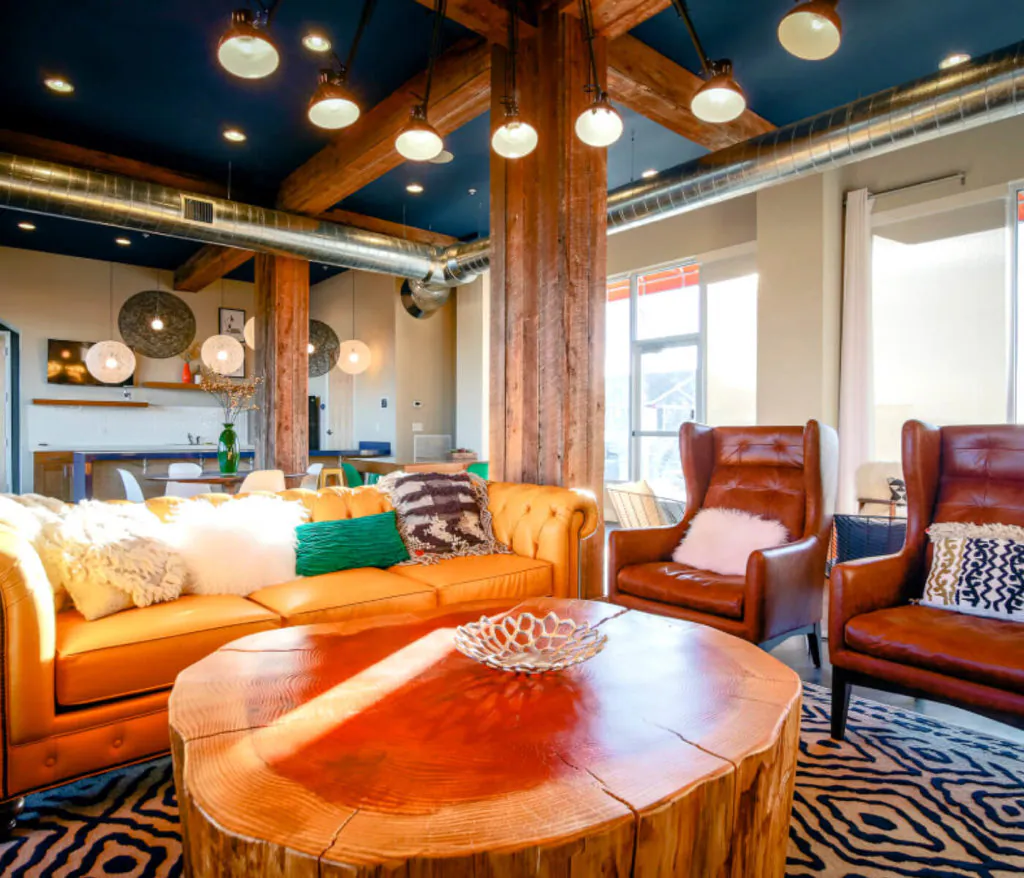 Modern lounge area at Stadium View Apartments in Bozeman, MT