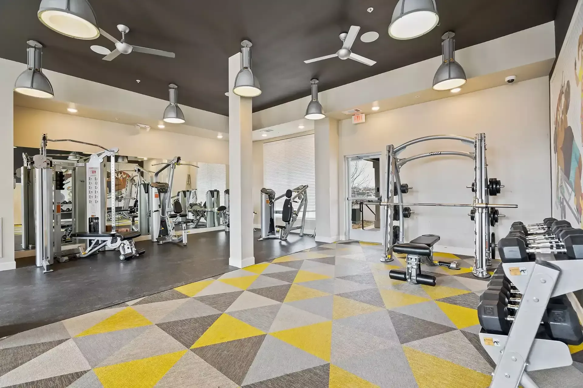 Gym at Stadium View Apartments, offering residents near Montana State University a convenient and well-equipped workout space.